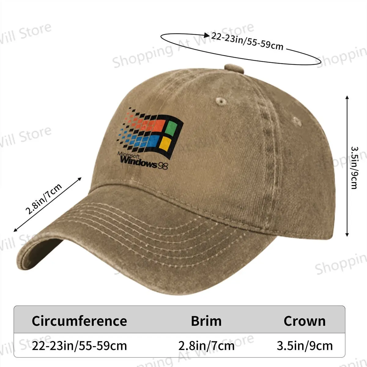 Windows 98 Logo Dad Hat  Windows 95 Computer System Accessories Outdoor for Men Women