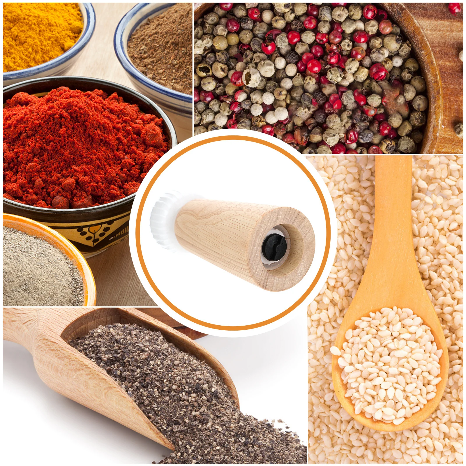 

1Pcs Wooden Pepper Mill Manual Pepper Grinder Salt Shaker Handheld Kitchen Spice Grinding Crusher Tool Mill