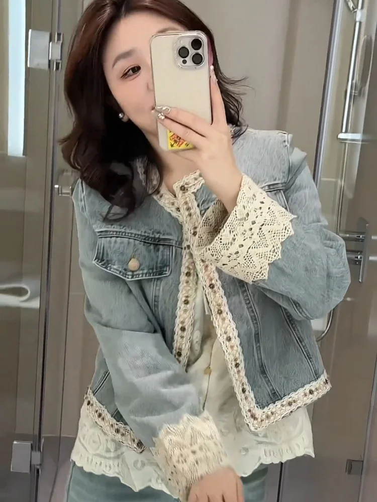 Blue Denim Short Jacket Women's Spring Autumn 2026 New Fashion Design Sensation Youthful Top Commute Style Straight Cut