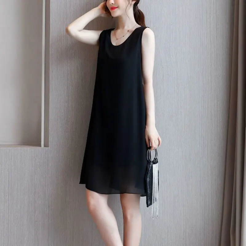 

Women's Loose Long Chiffon Dress, Monochromatic, Casual, Simplicity, Elegant, Fashion Clothes, Temperament, Office Lady, Summer