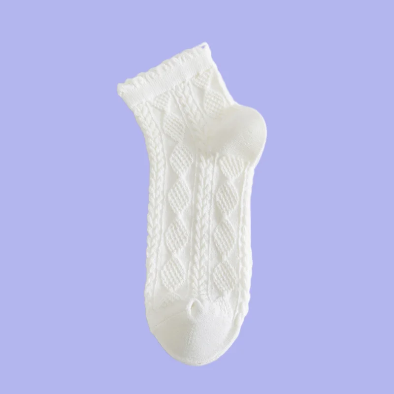 2/5 Pairs Summer Thin Breathable Short Tube Lace Mid-tube White Ladies Cotton Socks Women's Cotton Short Socks