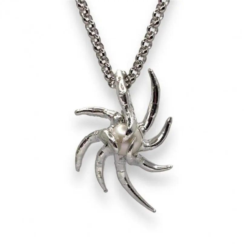 Spiky Organic Claws Bubble Claw Thorns Handmade Brutalist Y2k Necklace Stainless Steel Pearl Freshwater Pearls Jewelry