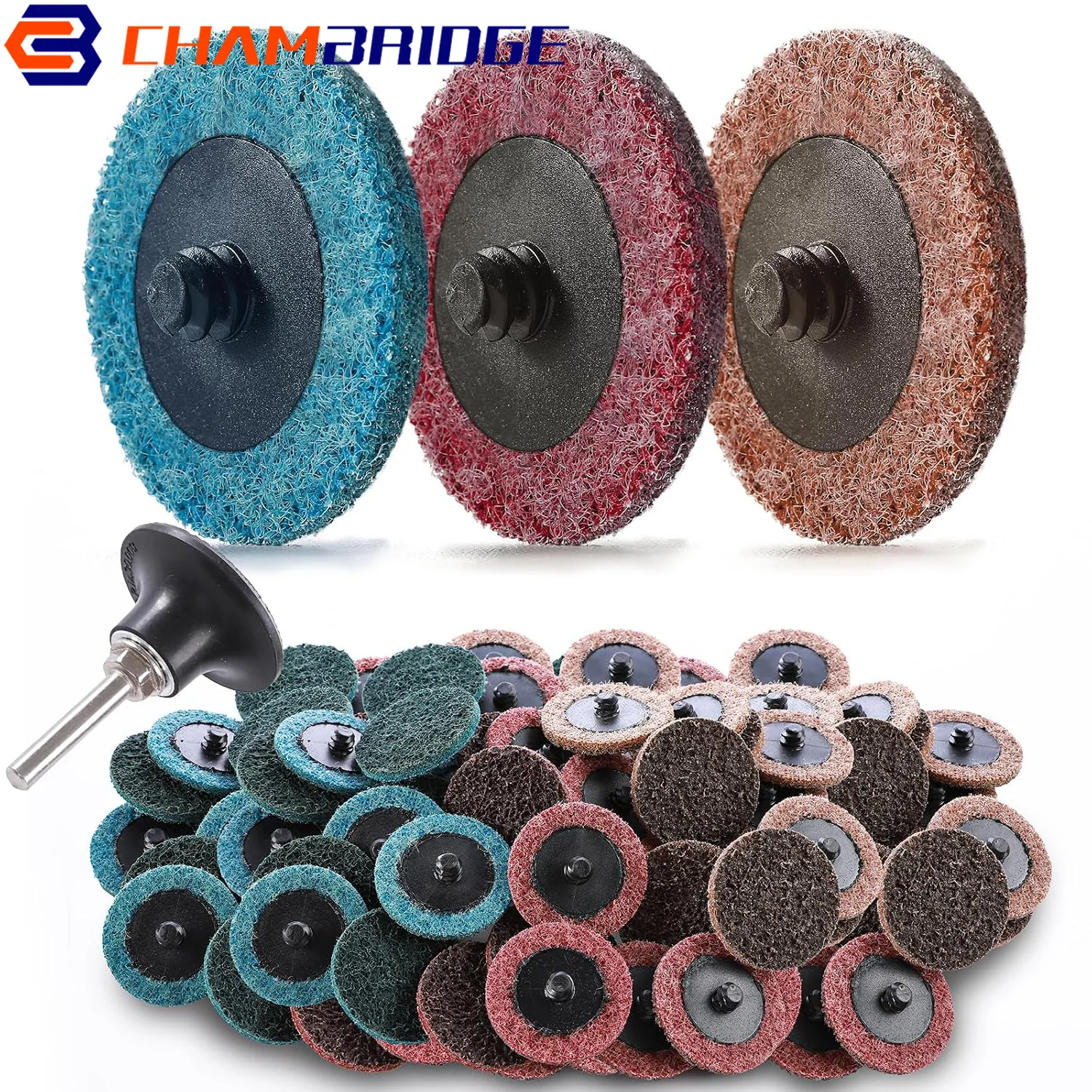 1/2/3Inch Abrasive Disc Sanding Discs Roll Lock Surface Conditioning Discs R-Type Quick Change Disc With Disc Pad Holder 10Pcs