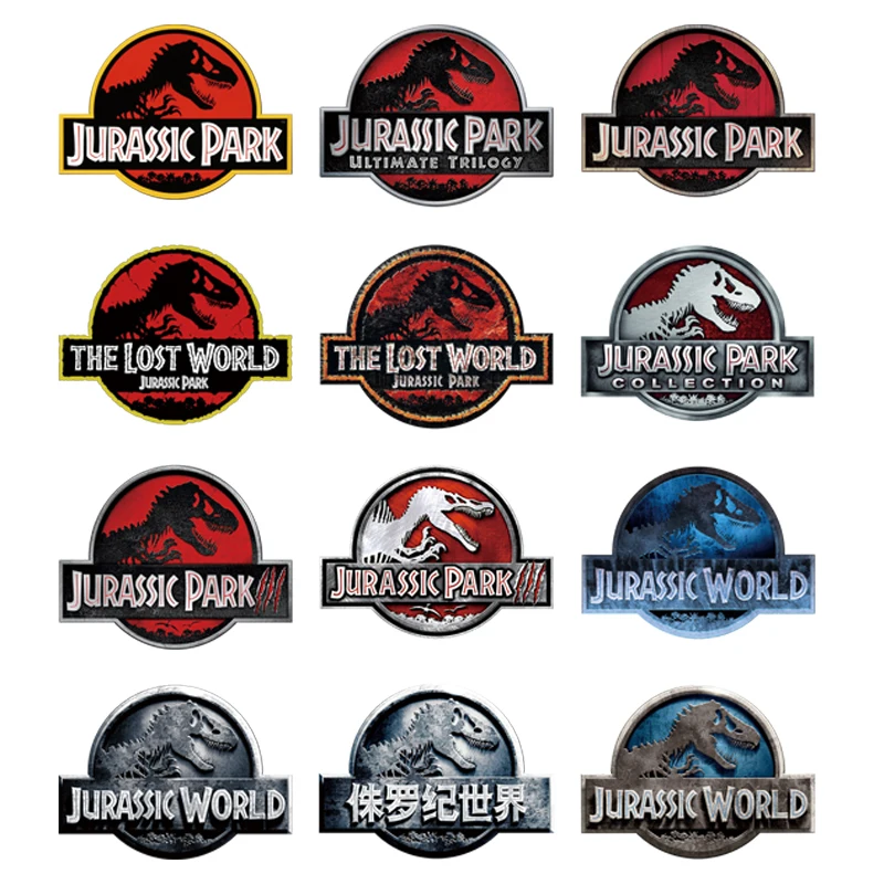 12Pcs/Lot Small Size Jurassic Park Dinosaur Heat Thermal Transfer Fusible Stickers Iron On Ironing Patch For Children\'s Clothes