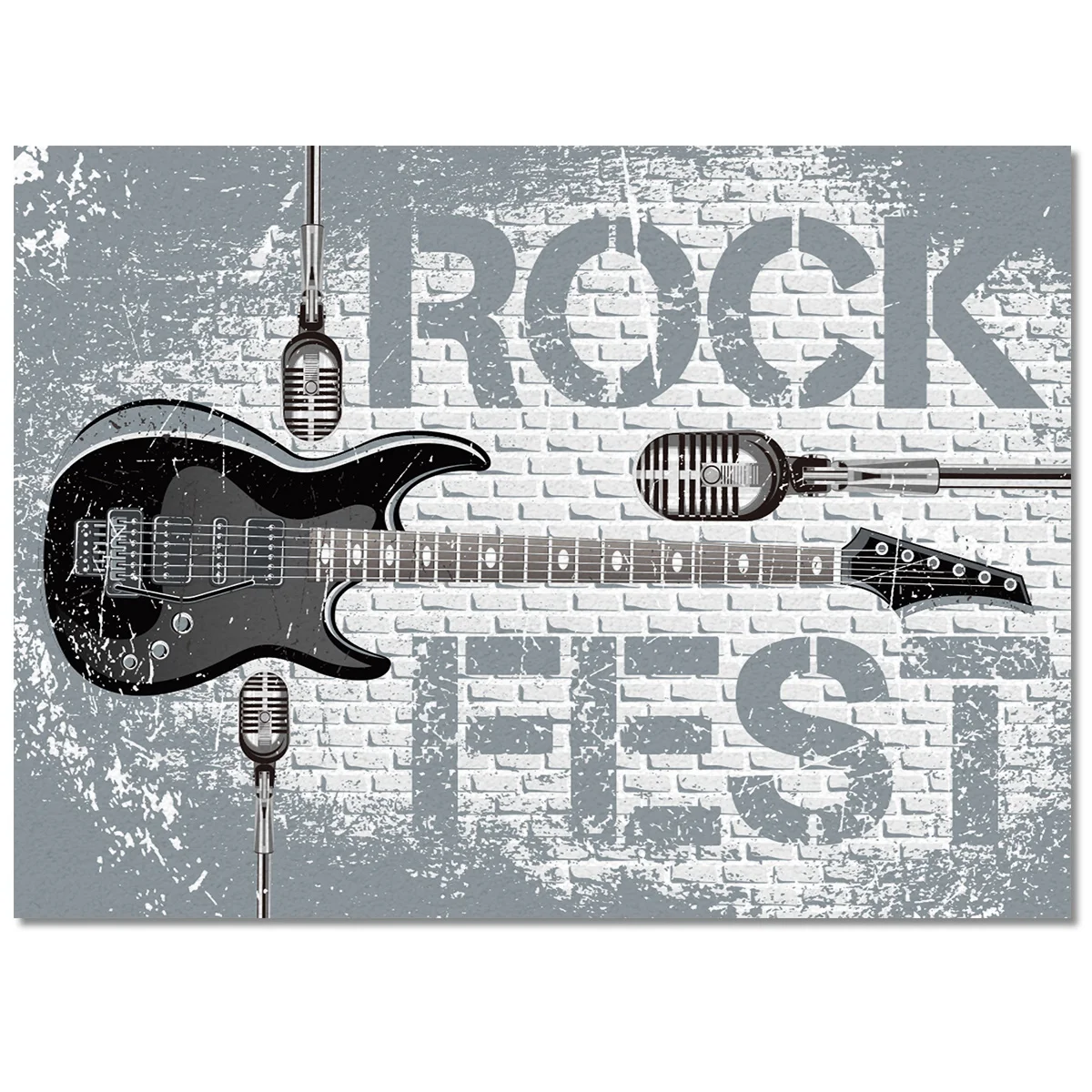 Rock Stone Music Black Guitar Symbol Carpet Area Rug Children's Room Living Room Bedroom Home Play Decoration Large Floor Mat