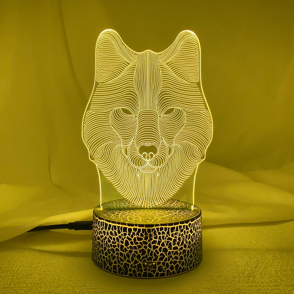 Animal Wolf 3D LED Nightlights Colorful Wolf Design Table Lamp teen wolf Illusion Battery operated Lights Bedroom Modern Decor