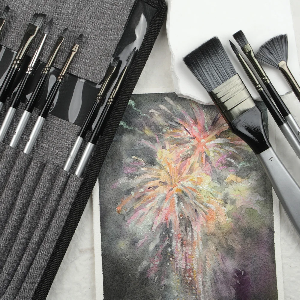 Imagem -06 - Seamiart 24 Peças Forma Diferente Tira Cinza Pintura Conjunto de Escova para Guache Aquarela Pintura a Óleo Arte Suprimentos Papelaria