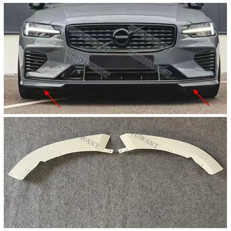 For Volvo NEW S60 V60 2021-2025 2Pcs Front Bumper Lip Car Accessories Splitter Body Kit Spoiler Diffuser Gloss Black