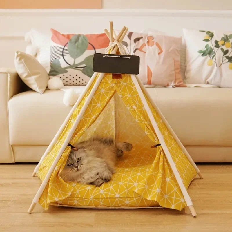 

Pet Tent House Portable Removable Dog Bed Washable Cat Indoor Kennels Cave with Cushion Puppy Nest Out Excursion Supplies