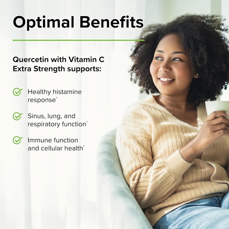 Natural Quercetin  Vitamin C Super Strength -60 Capsules - Sinus, Lung, and Respiratory Functions - Non GMO, Pure -60 servings