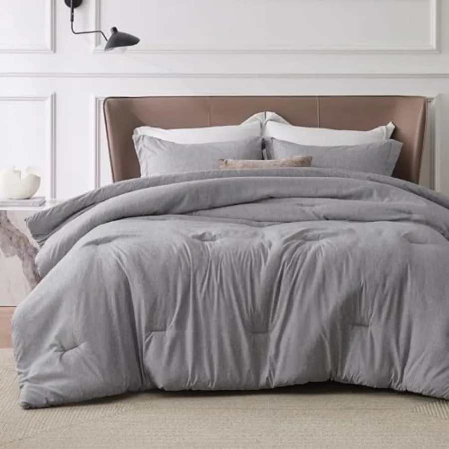 

Comforter Set - Dark Grey Soft Bedding for All Seasons Cationic Dyed Bed Set 3 Pieces 1 Size Comforter 104"x96" and 2 Pillow Sh
