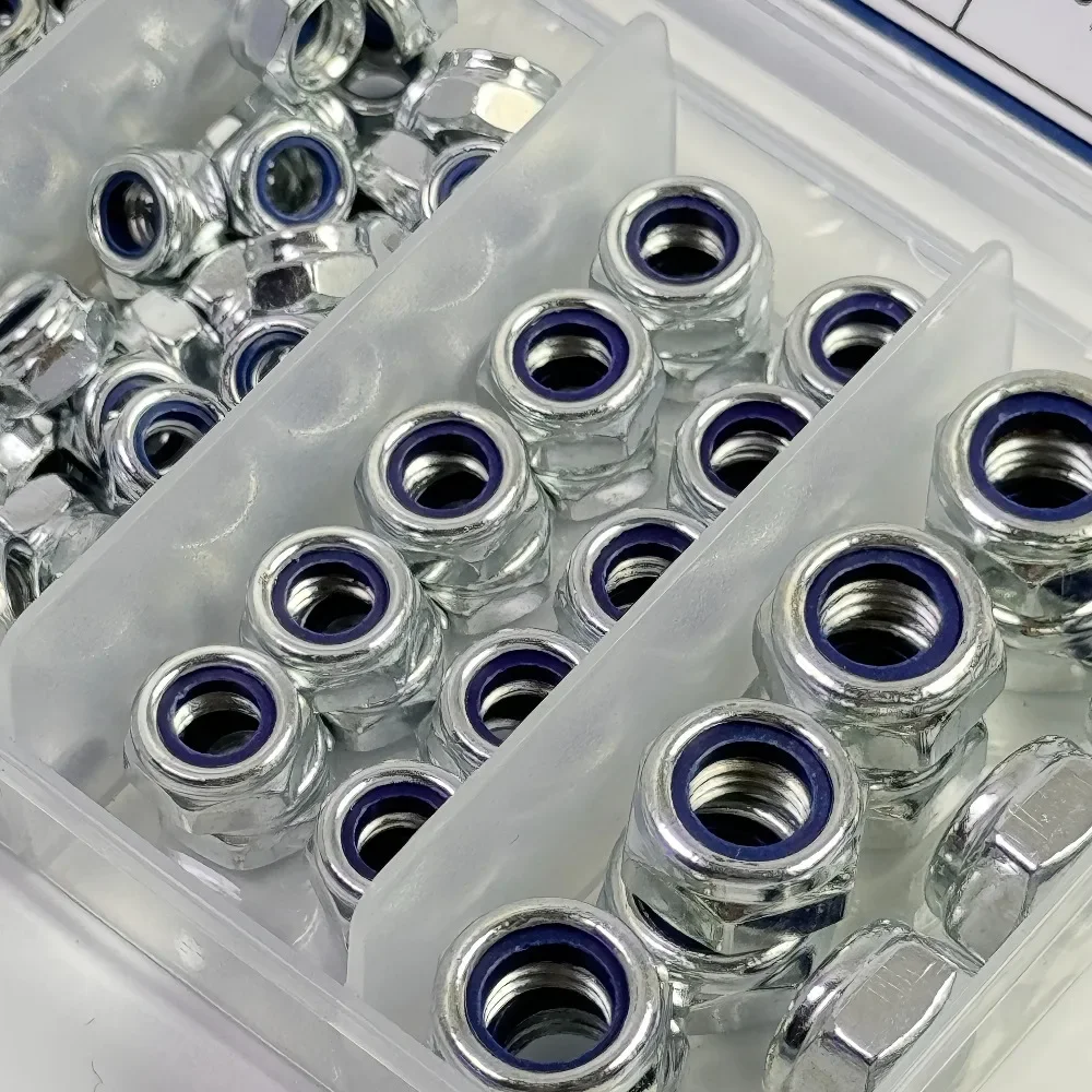 220 pieces of M3 M4 M5 M6 M8 M10 M12 stainless steel nylon embedded anti-slip and anti-loosening self-locking nuts.