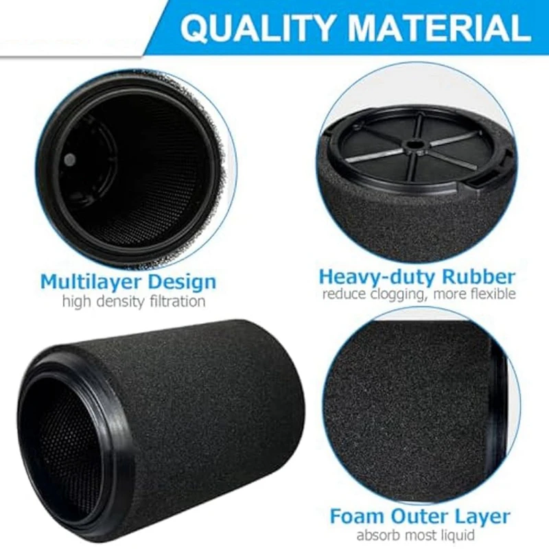 【Berserkk】4 ชิ้น VF7000 Wet Vac Filter ใช้งานร่วมกับ Ridgid 5-20 แกลลอนเครื่องดูดฝุ่นแบบเปียก/แห้ง, เปลี่ยนโฟมกรองเปียก