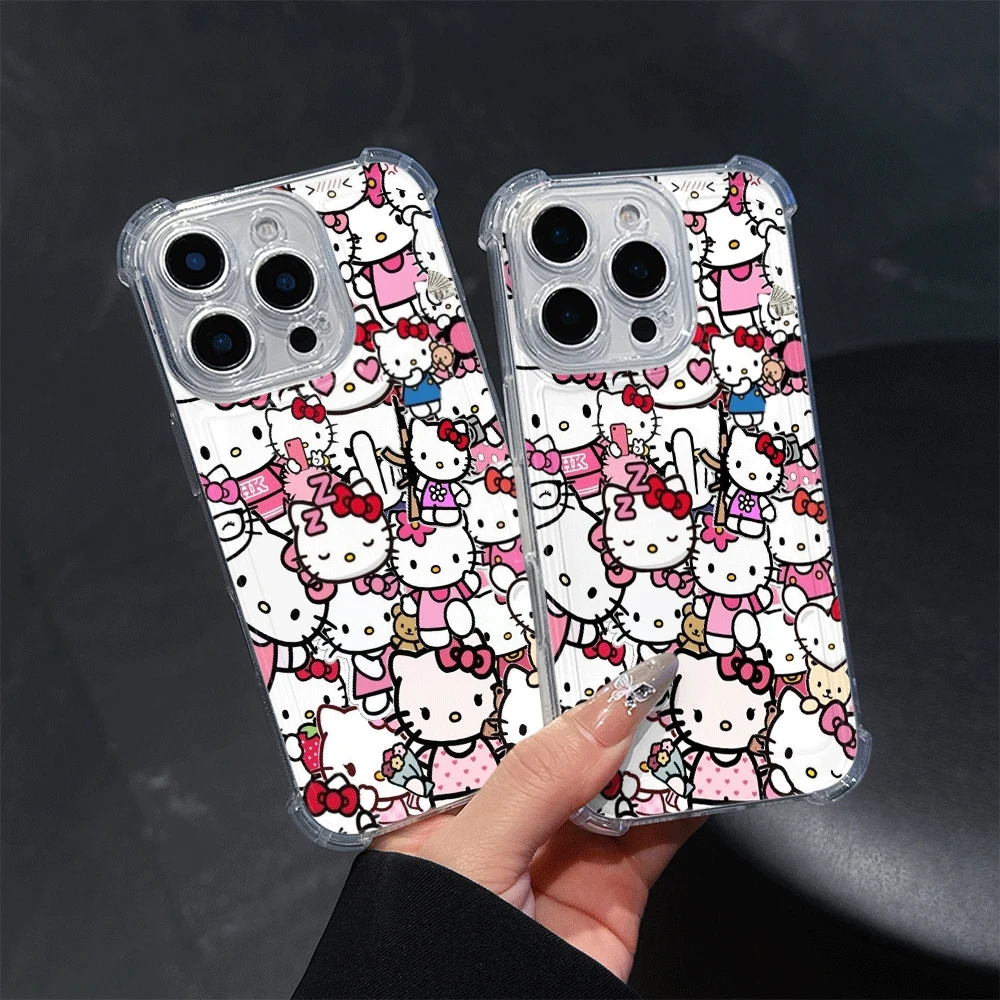 Custodie per cellulari Hello Kitty Cat per iPhone 15 IPhone 16/15/14/13/12/11/x/xs/xs Max Custodia per telefono trasparente per ragazze Regalo Hellokitty