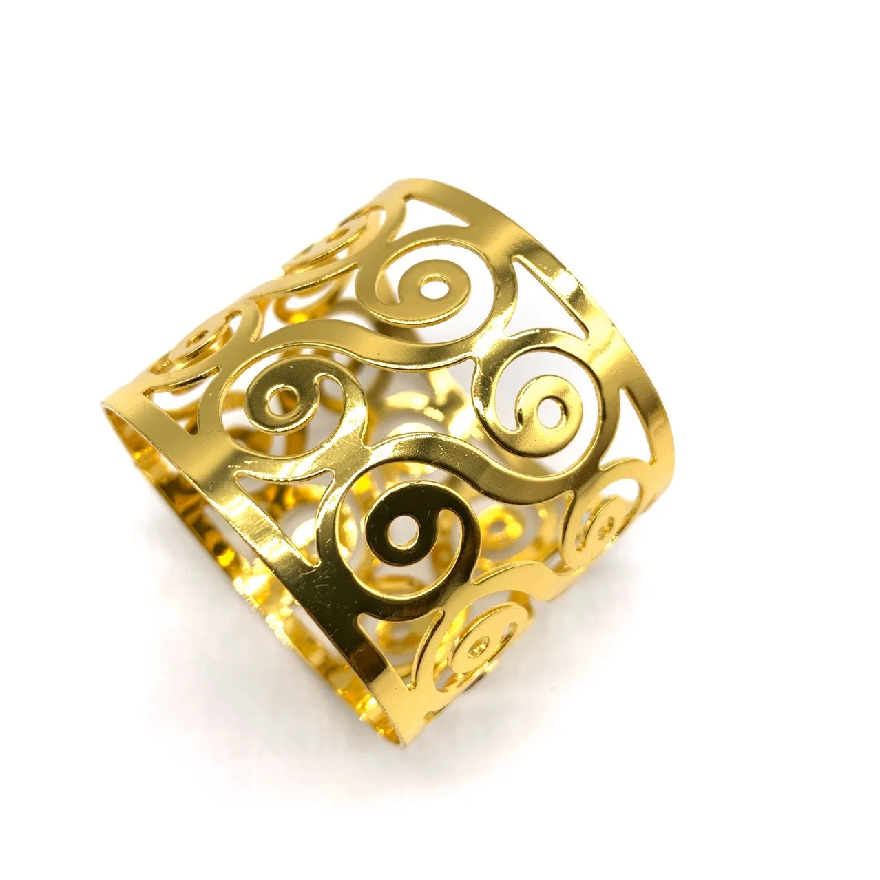 وجبة مشبك الذهب الأوروبي منديل الدائري 6 قطعة مجوفة لطاولة الطعام ديكور المنزل ملحقات الحفلات #1