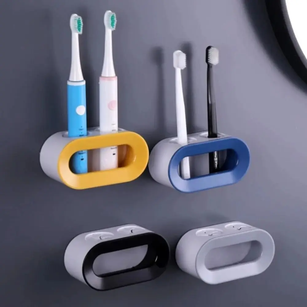 Wall-Mounted Electric Toothbrush Holder Double Hole Self-adhesive Toothbrush Stand Rack Quick Drain Detachable