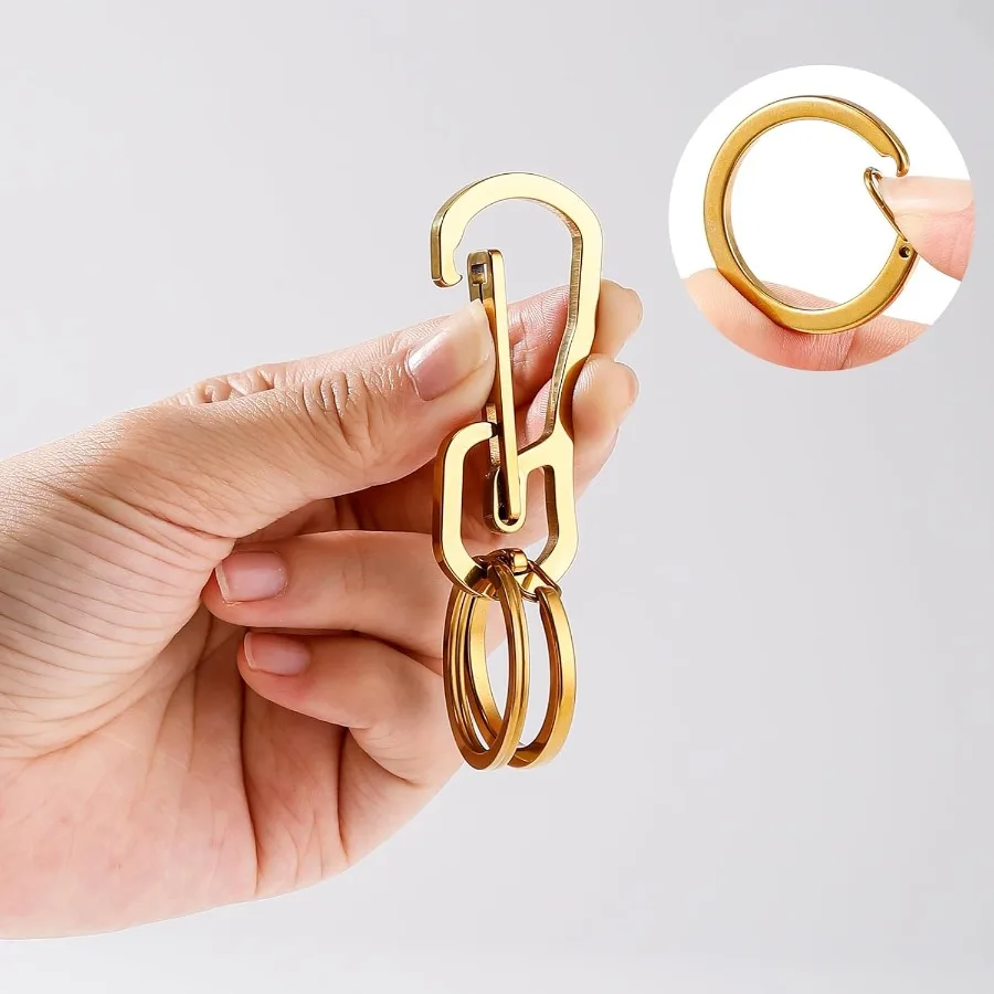 Ensemble d'anneaux rétractables à mousqueton, porte-clés en titane, crochets à dégagement rapide pour hommes et femmes