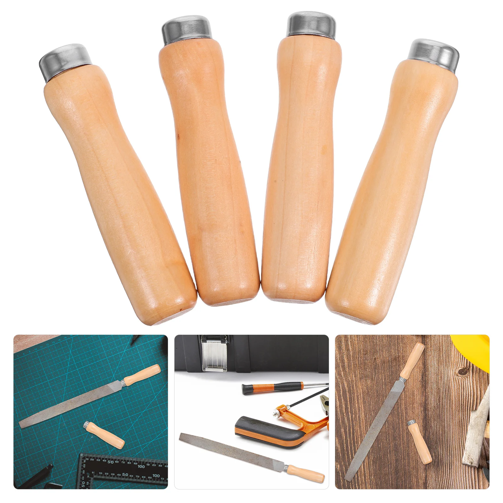 

4pcs Wooden File Handles Replacement 4Mm Comfortable Grip For Woodworking Tools Durable Handle For Files Rasp Diy Projects
