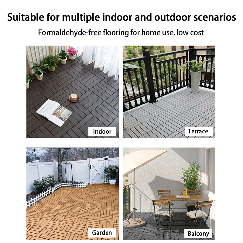 

portableWaterproof Indoor Outdoor Flooring Heavy Duty Recyclable Wood Plastic DIY Interlocking Deck Tiles home furnishings