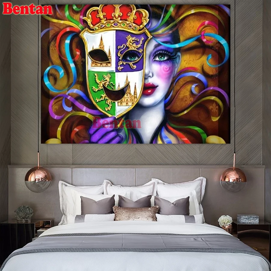 5D Diy Diamond Painting Mask Beauty Full Square/Round Diamond Embroidery Cross Stitch Mosaic Carnival Gift Home Decor