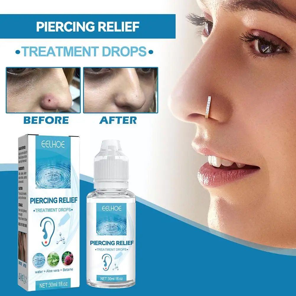 30ml Ear Piercing Care Solution Disinfecting Nose Body Portable Formula Cleanser Allergy Safe Aftercare Reduce Piercer S9B5