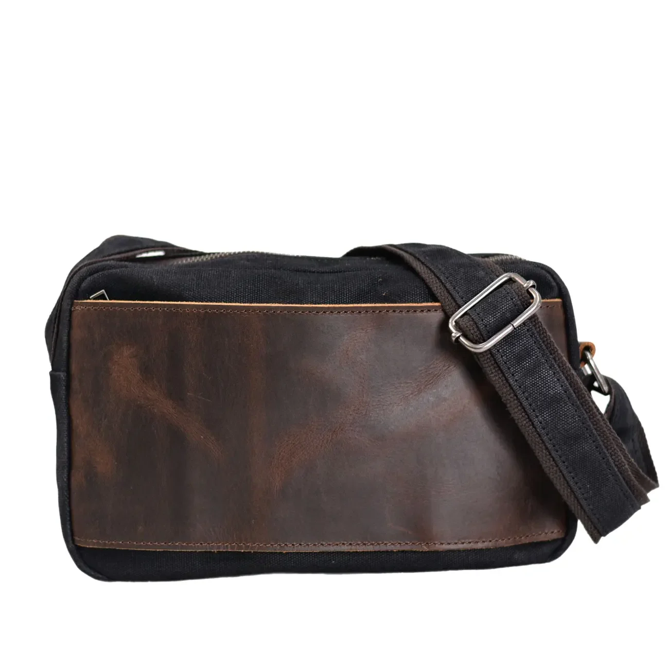 

Men's Crossbody Bag Casual Shoulder Bag Fashion Batik Canvas with Cowhide Workbag Ladies Daily Small Bag