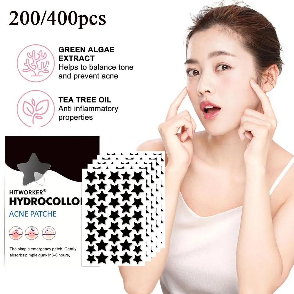 200/400pcs Acne Care Patch Black Stars Shaped Hydrocolloid Acne Pimple Patches Concealer Face Spot Beauty Skin Care Tool