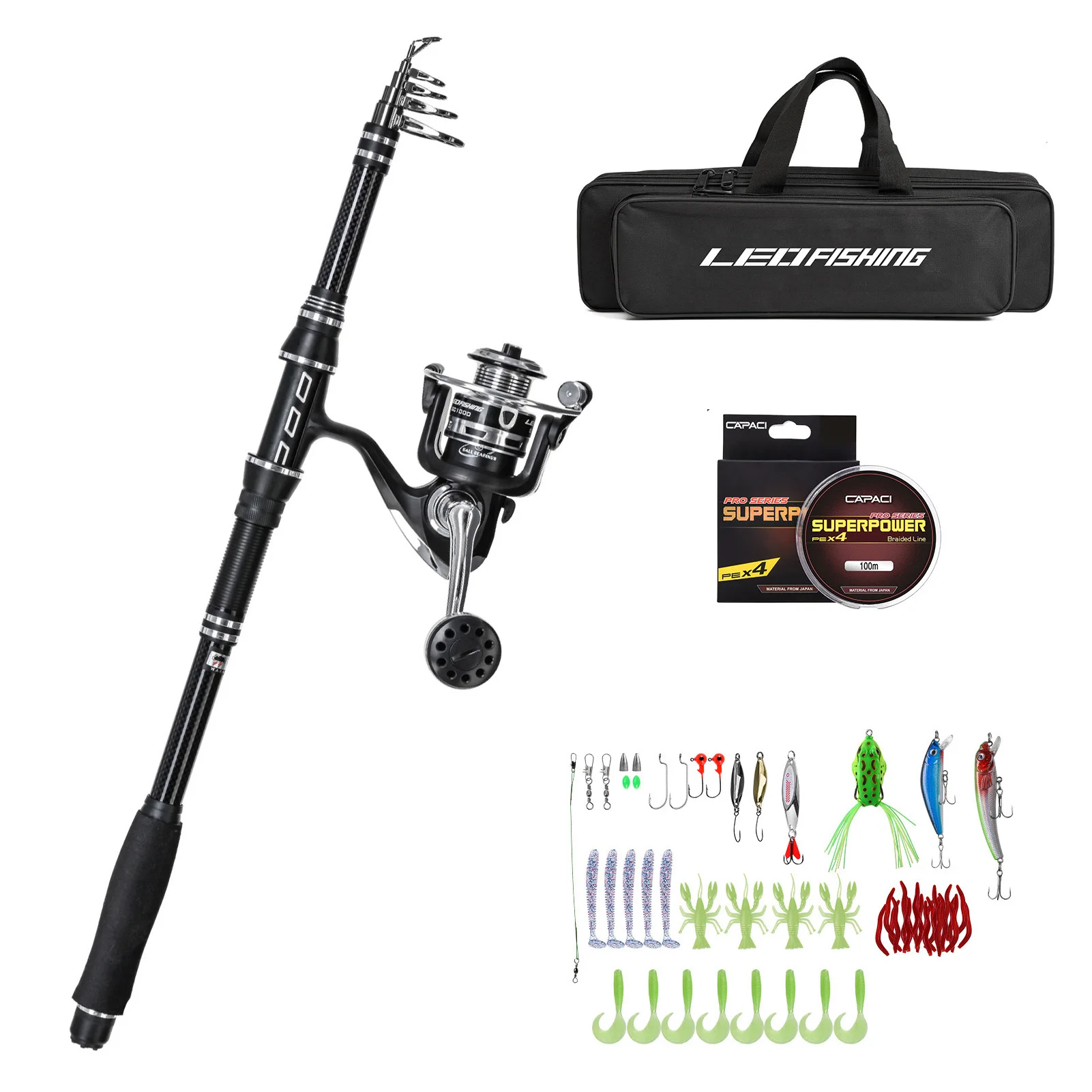 Fishing Combos Full Kit Portable Rod And Reel Combo Set With EVA Handle Portable Collapsible Fishing Pole Full Kit Gear Fishing