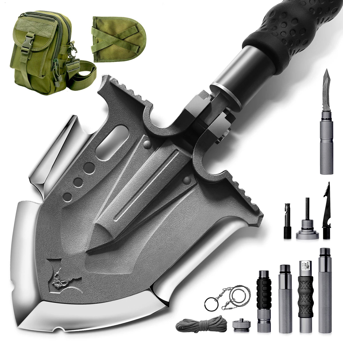 

Zune Lotoo 28 in 1 Survival Shovel Kit Tactical Camping Foldable Shovel Martensitic Steel Multifunction Survival Gear