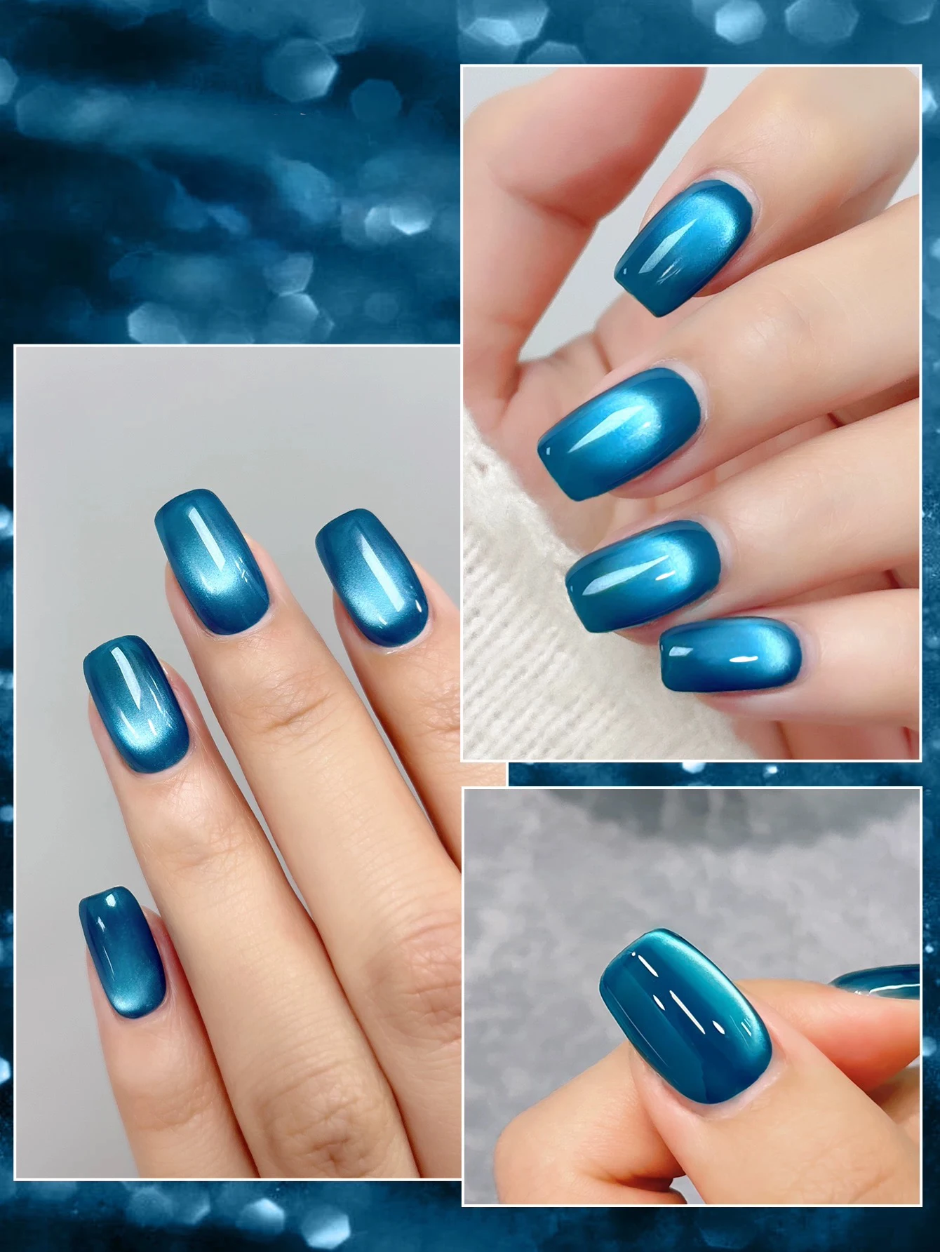 شاكا 10 مللي الراين بحيرة الأزرق القط المغناطيسي هلام الأزرق الداكن بريق نقع قبالة الأشعة فوق البنفسجية هلام مسمار الفن الورنيش مانيكير الأظافر