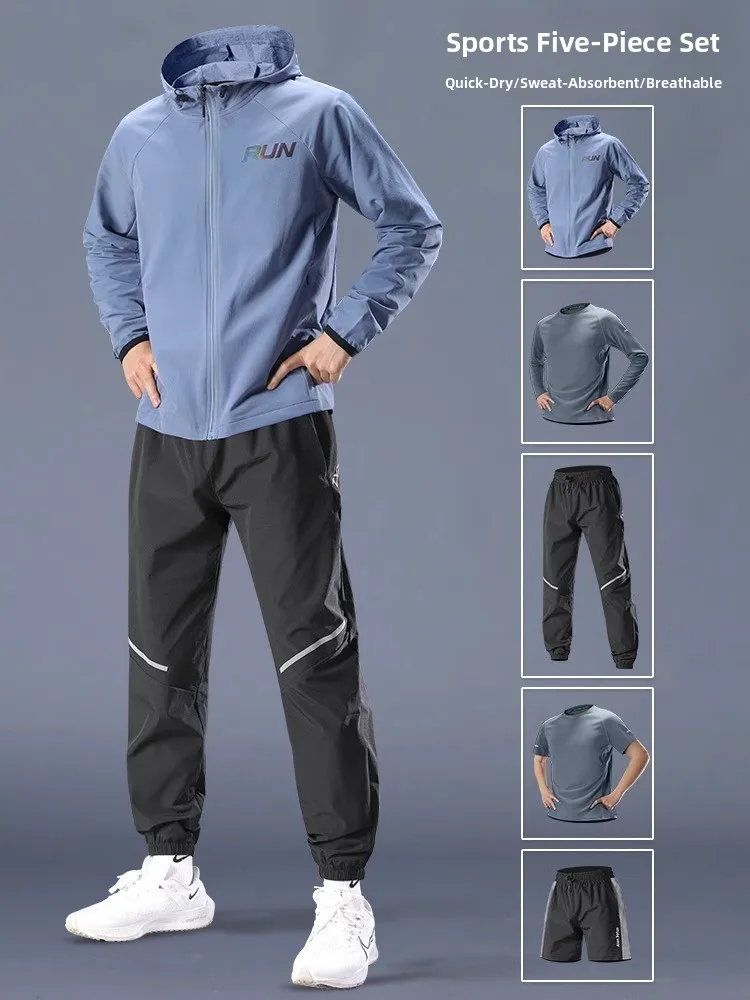 

Men's Sportswear Set Spring Autumn Trendy Outdoor Running Cycling Windproof Qui Dry Profional Training Fitn Clete Set