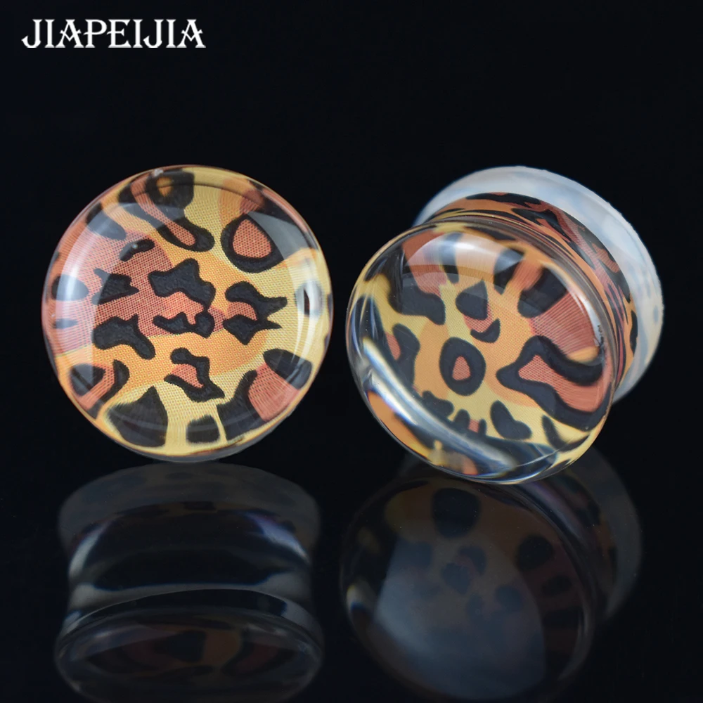 2pcs 6-40mm Sexy Leopard Print Ear Plug Tunnels Gauges Ear Stretcher Expander Body Jewelry for Women Men