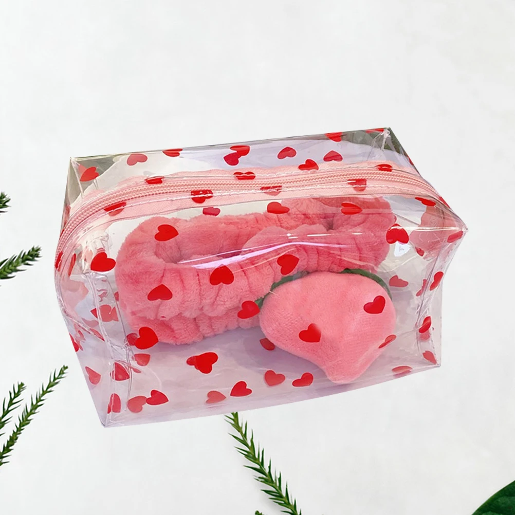 

Love Heart Bag For Women Travel Transparent Waterproof Makeup Pouch Portable Toiletry Bag School Stationery Lightweight