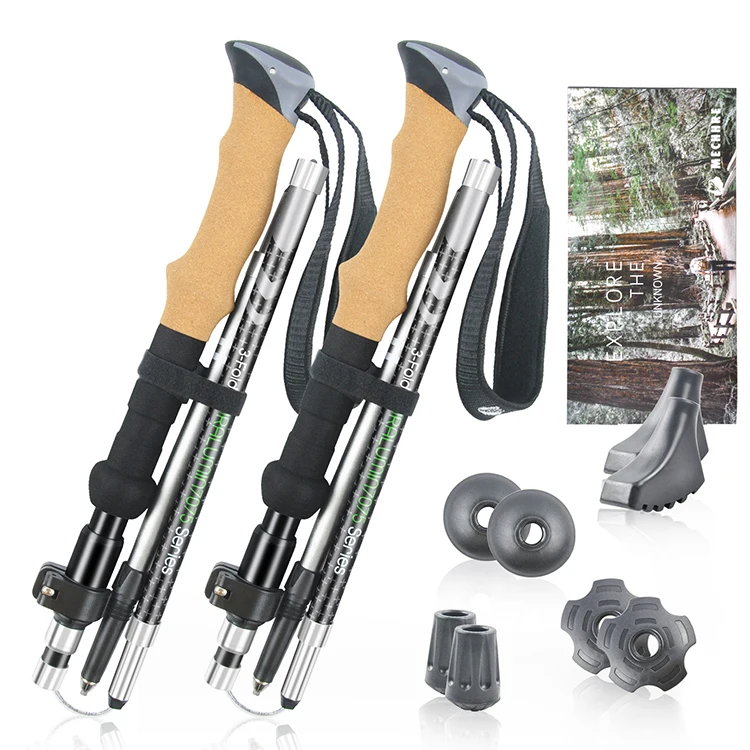 

OEM Folding Outdoor Camping Folded Telescopic Aluminum 7075 Foldable Hiking Trekking Pole Walking Stick