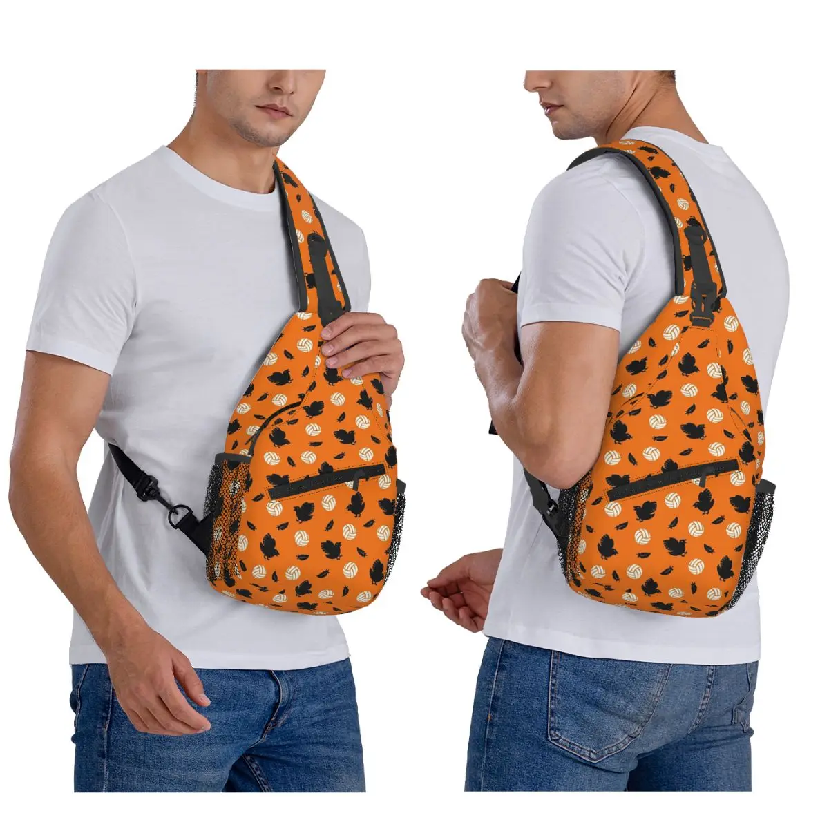 Haikyuu Karasuno Volley Crows Chest Bag Men Sling Crossbody Backpack Chest Bag Travel Hiking Daypack Shoulder Bag