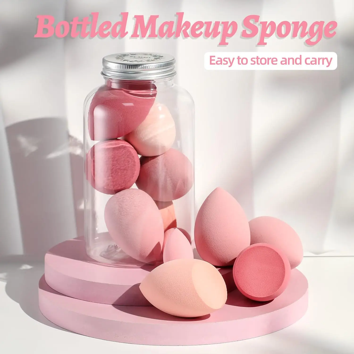 Makeup Sponge Set YAWEEN Blender Sponges 7 Pcs for Liquid, Cream, and Powder, Multi-colored with 1 Mini Makeup Sponge Pink