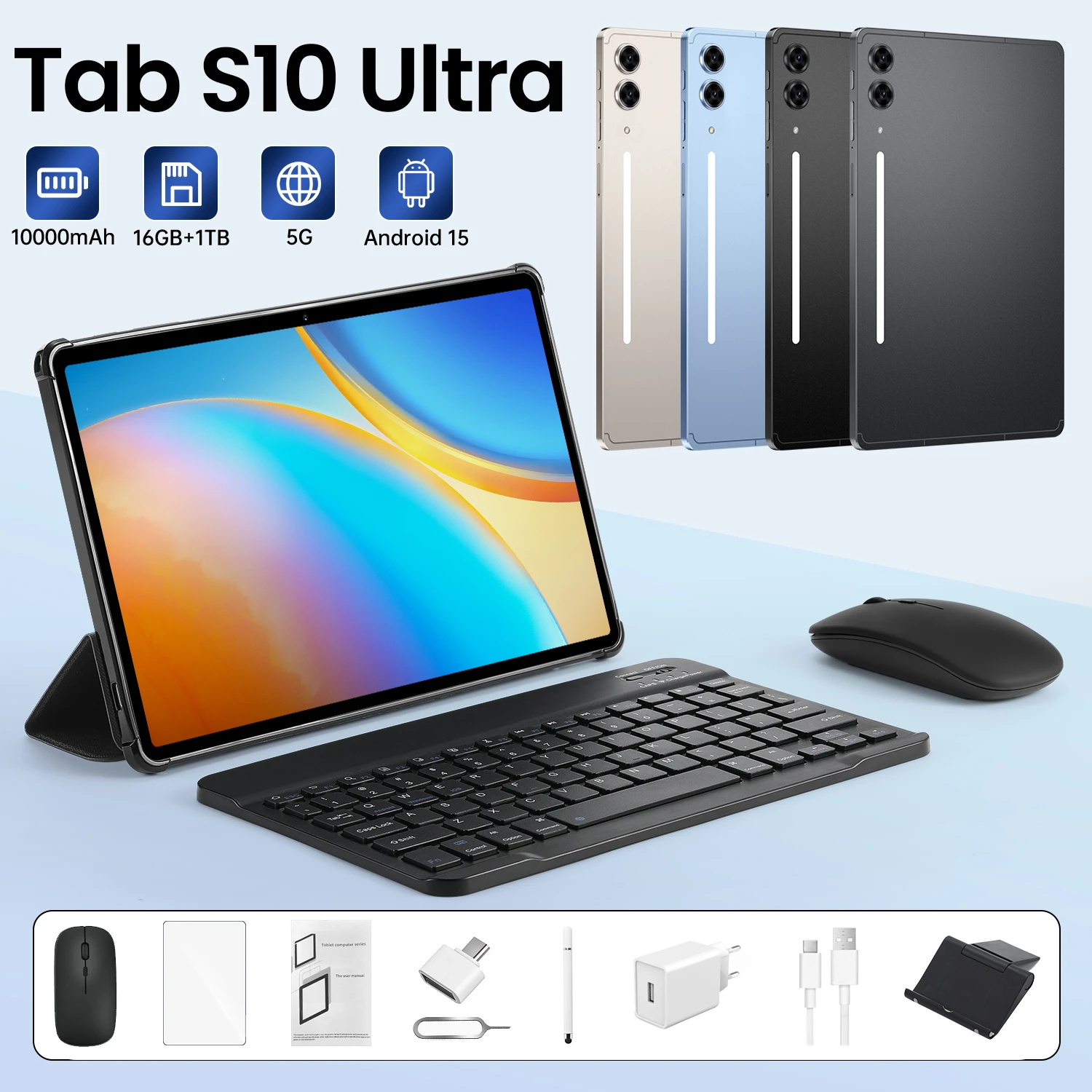 

Новый планшет 2026 Tab S10 Ultra с HD-экраном 10.1 дюйма, Snapdragon 8 Gen3, Android 15, 16 ГБ ОЗУ, 1 ТБ ПЗУ, 5G, Dual SIM, 10000 мАч, камера 32 МП, Type-C