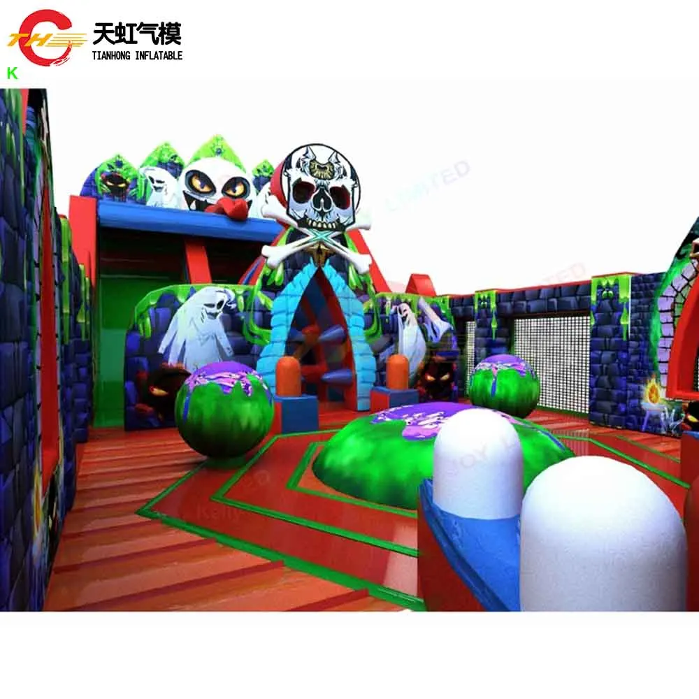 Komercyjna dmuchana zjeżdżalnia z motywem ducha, dmuchany park rozrywki na Halloween, duża dmuchana zabawka tematyczna.