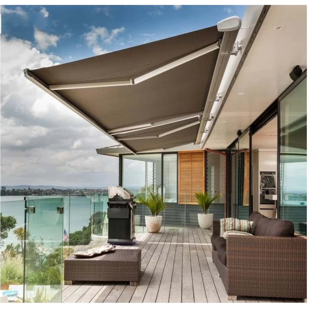 Wall Mounted Motorized Manual Awning Waterproof Awning Retractable Patio Balcony Awning Outdoor