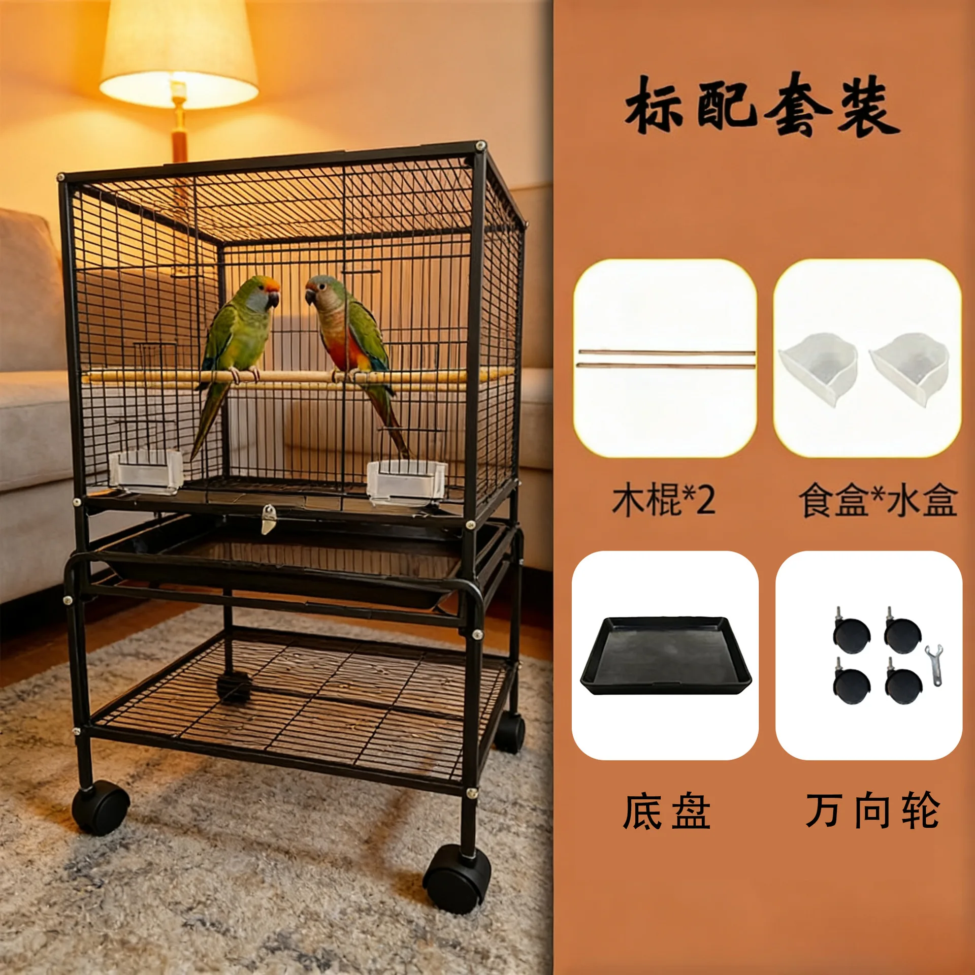 Luxury Villa Bird Cage with Casters for Budgies Cockatiels Lovebirds and Parakeets Large Stackable Aviary Cage for Macaws