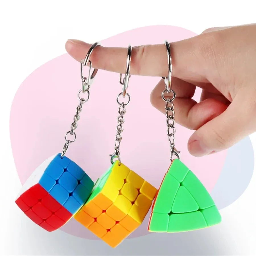 [JudyCube] Sengso Key Chain 3x3 Pillowed Mini Magic Cube shengshou Key Pyraminx Cubo Magico Puzzle Toy Children Gift