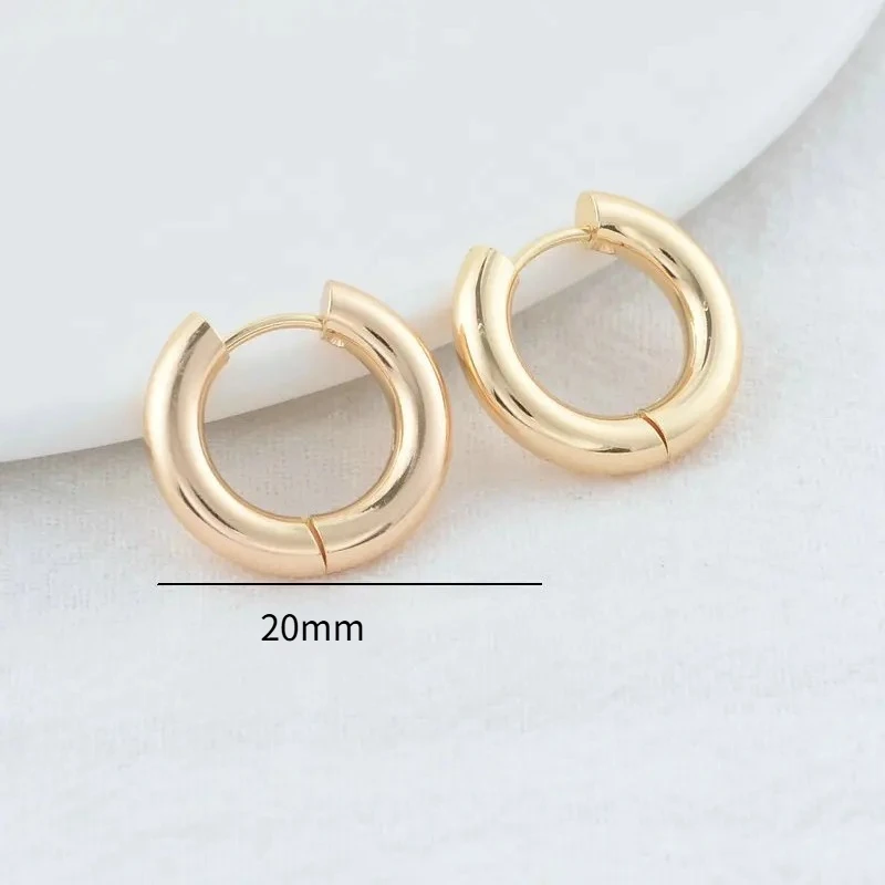 18MM 20MM 22MM 24MM 14K Gold Color Steel Round Earrings Hoops High Quality Jewelry Making Supplies Diy Findings Accessories