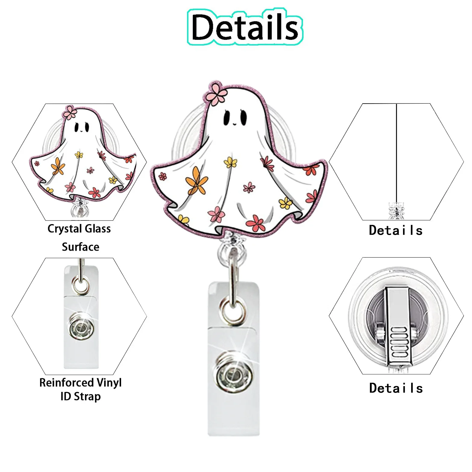 Halloween Badge Reel Bat Spider Web Ghost Pumpkin Retractable Id Badge Holder With 360 Rotating Alligator Clip Nurse Name Holder