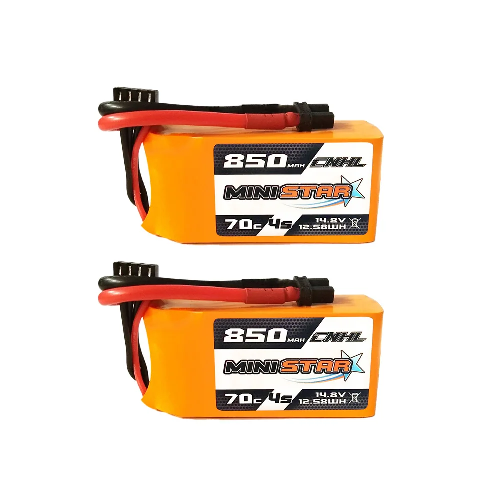 

Аккумулятор LiPo CNHL MiniStar 850 мАч 14,8 В 4S 70C с разъемом XT30U для дронов FPV, 2 шт.