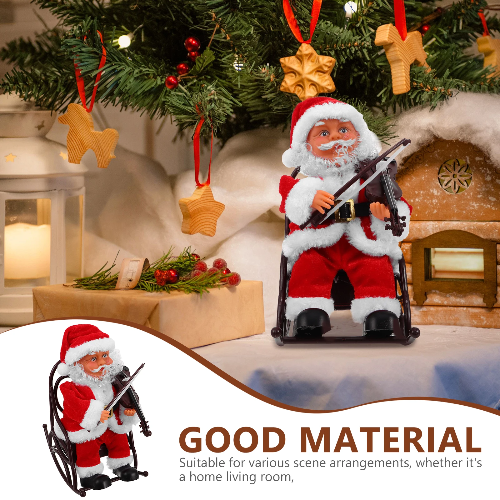 كرسي متحرك كهربائي موسيقي سانتا كلوز، زينة عيد الميلاد لحفلات أعياد الميلاد للأطفال، لعبة عيد الميلاد المبتكرة