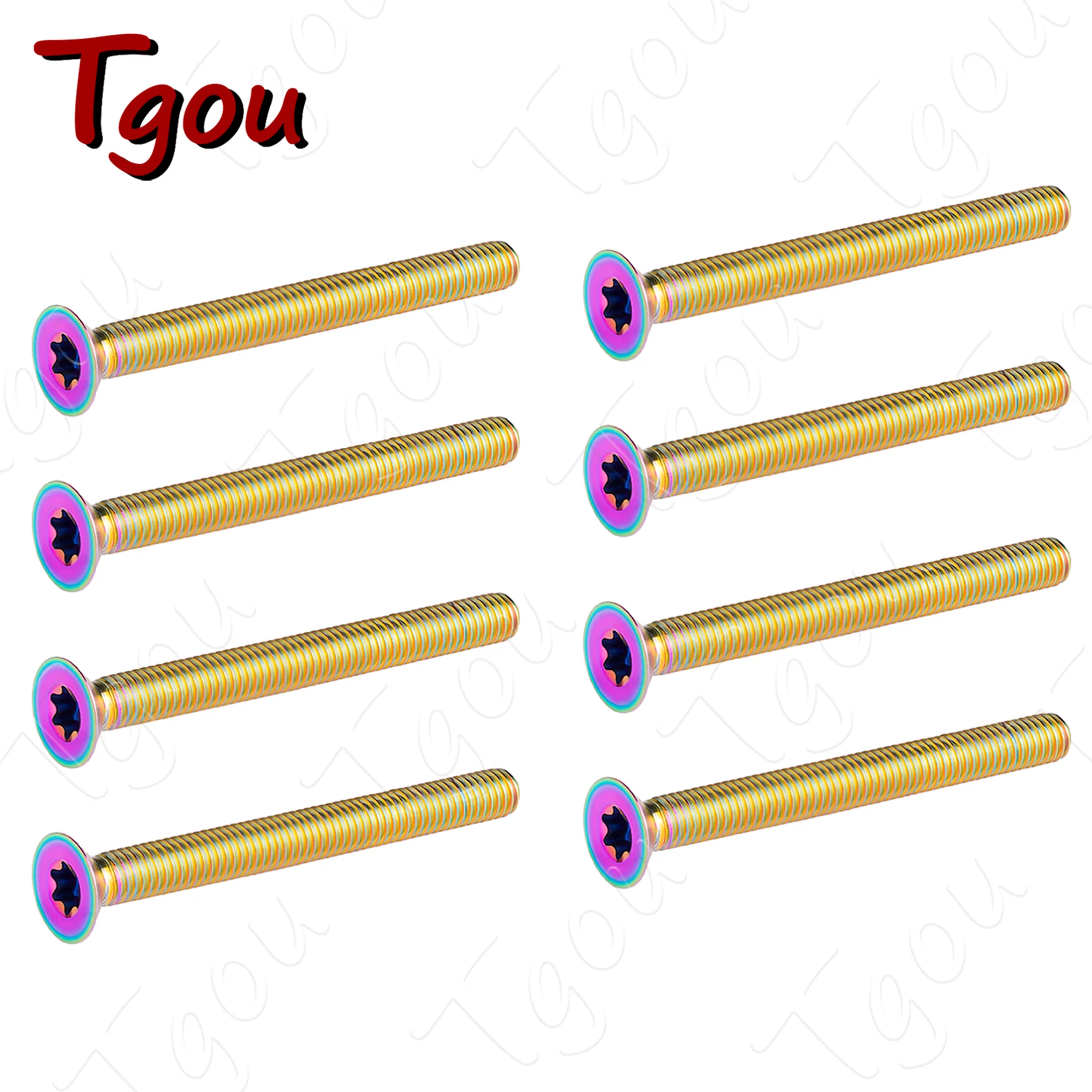 Tgou Titanium Alloy Bolts M6 M8x10/12/15/20/25/30/35/40/45/50/55/60/65/70mm Countersunk Head with Markings for Motorcycles 8pcs