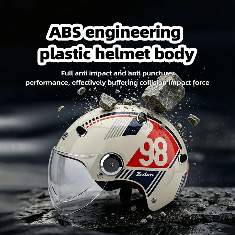 German 105 Zidan Retro Half Helmet Men's and Women's Motorcycles, Electric Vehicles, Summer Breathable, Sunscreen, Durable