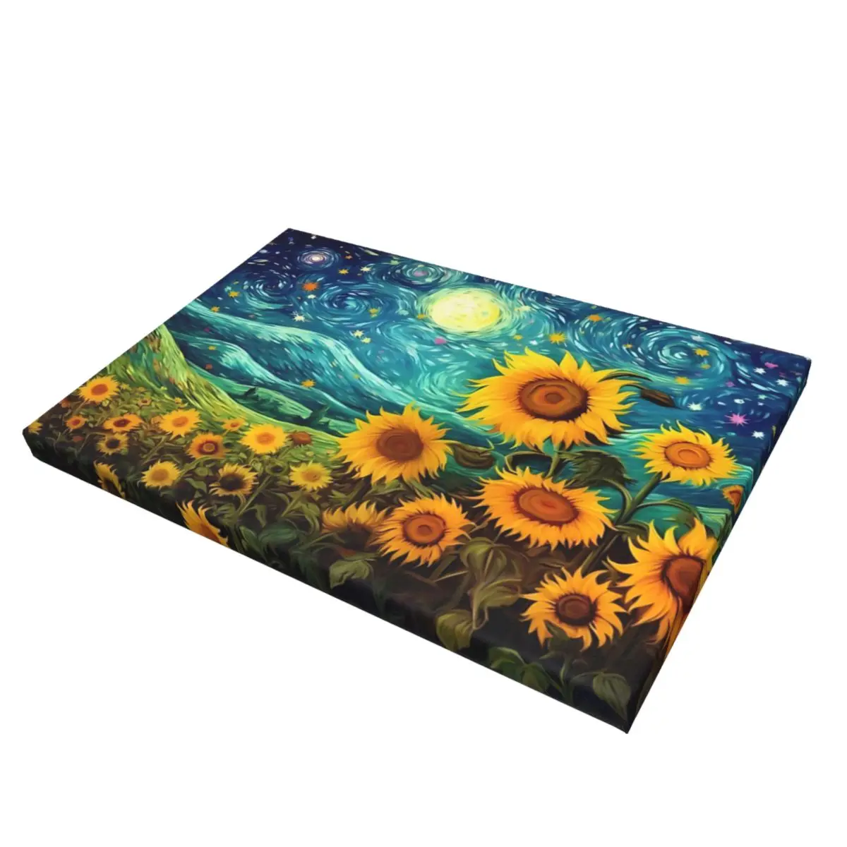 Sunflower Field Under Starry Night The Professional Home Wall Art Decor Canvas Poster High Quality Canvas Inkjet Frameless Print