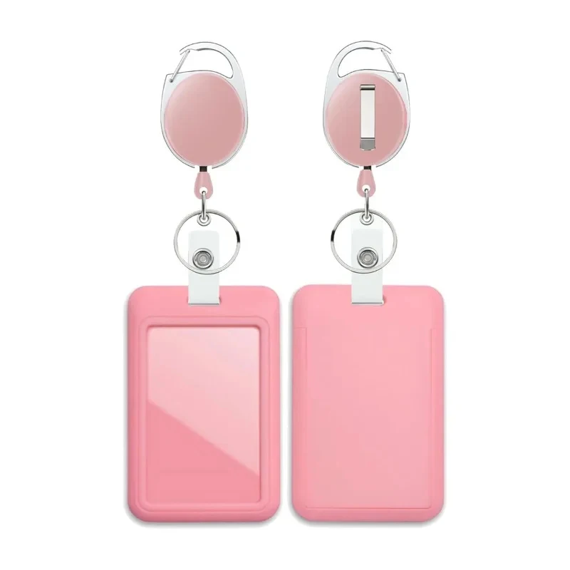 Id Badge Holder With Badge Reel Retractable Card Holder Keychain Name Badge Identification Card Sleeve Clip Easy To Pull