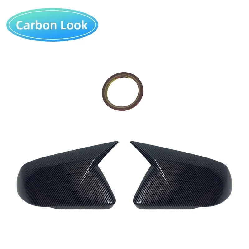 1 Pair Glossy Black Carbon Fiber Color Rearview Side Mirror Cover Caps for Ford Mustang 2015-2022 Auto Exterior Accessories